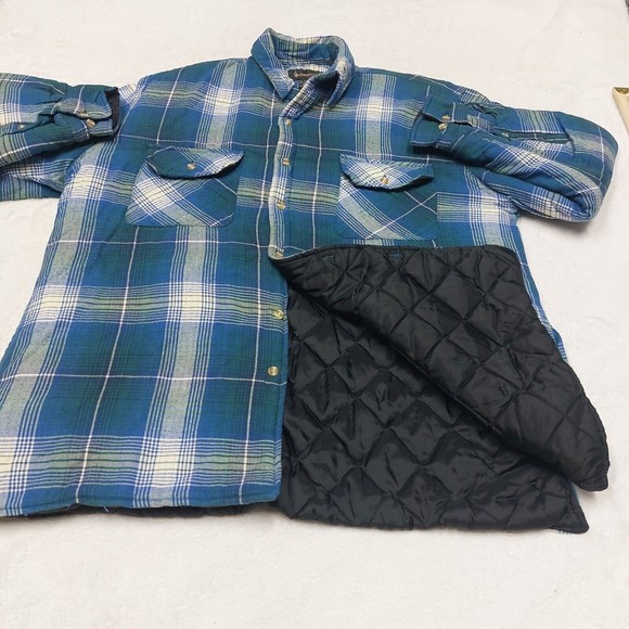 VTG TIMBER RIDGE Quilt Lined Plaid Flannel Shirt Jacket Grunge Men's Size Large - Picture 5 of 7